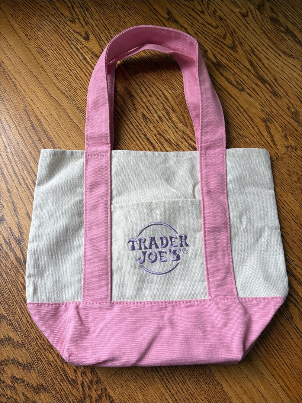 Trader Joe's Pink & Cream Canvas Tote